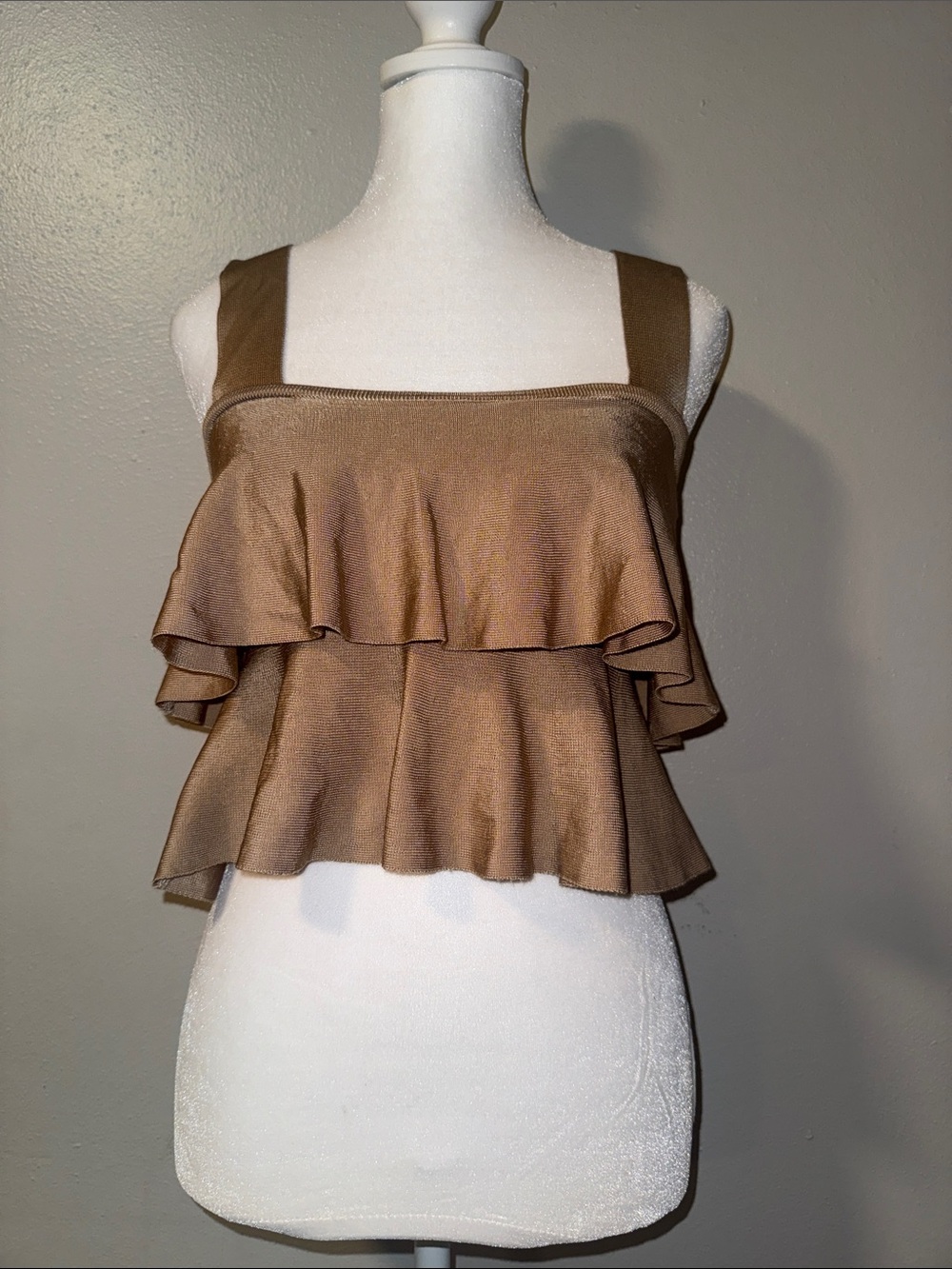 Showpo Brown Tiered Ruffle Camisole Tank